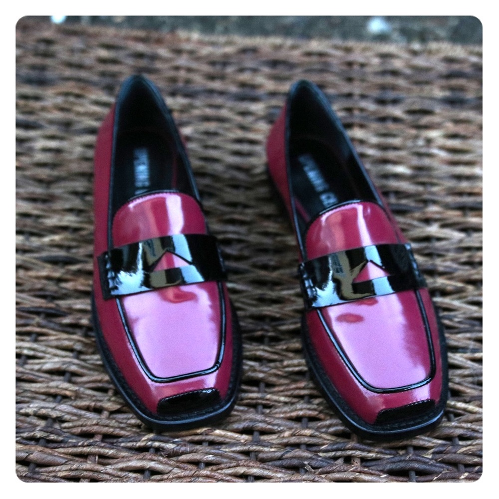 SOLD Pink and Black Slip on Loafers